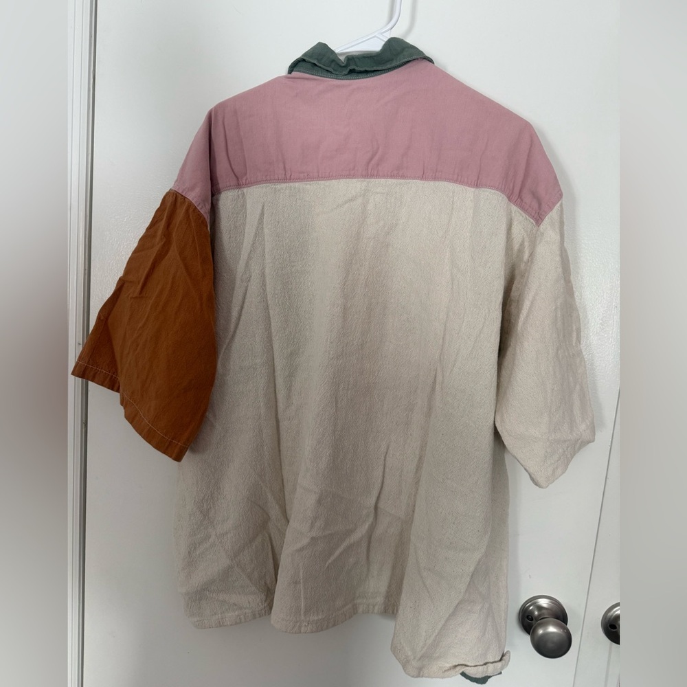 Multicolor Patchwork Button Down Shirt - image 2